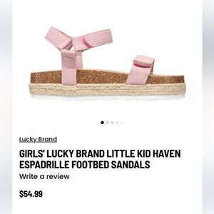 🔥Lucky Brand pink  Cork Sole Sandals sandal kids Sz 12 New